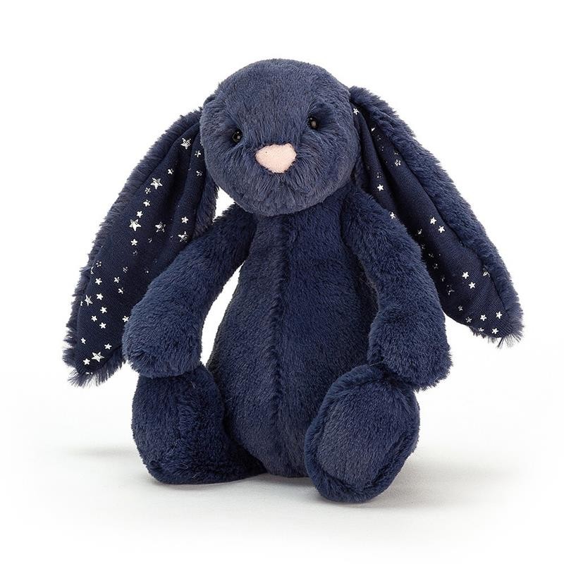 Jellycat - Przytulanka Bashful Królik z uszami w gwiazdki 18cm - Granatowy