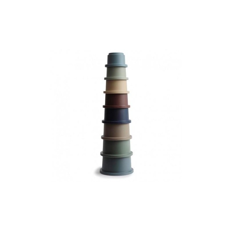 Mushie - Kolorowa piramida sensoryczna z kubeczków Stacking Cups - Forest