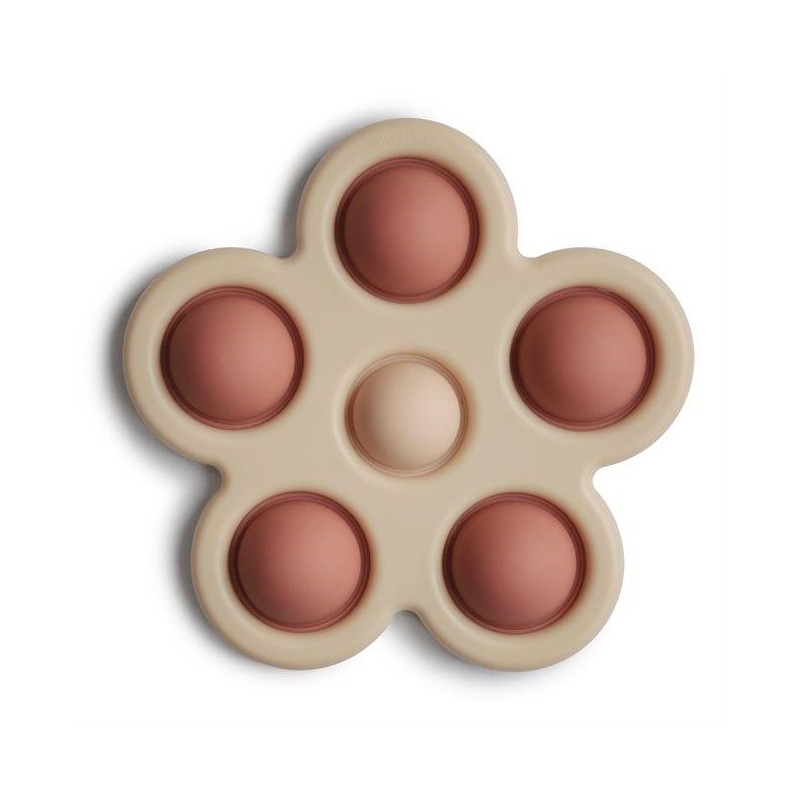 Mushie - Silikonowa zabawka sensoryczna Press Toy - Kwiatek, Rose/Blush/Shifting Sand