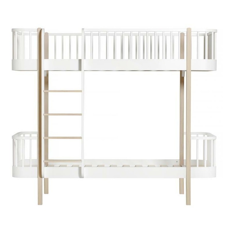 Oliver Furniture - Drewniane łóżko piętrowe WOOD Original bunk (90x200cm), white/oak