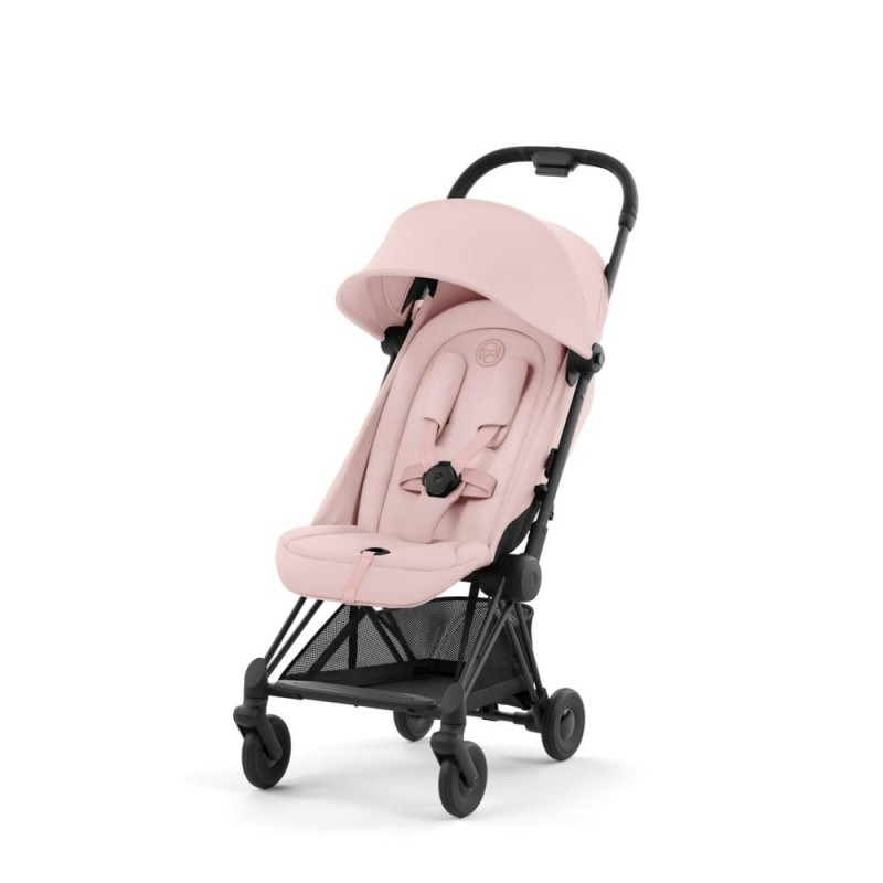 Cybex - Ultrakompaktowy wózek spacerowy Coya (rama w kolorze czarnym, matowym) - Peach Pink