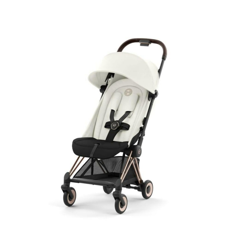 Cybex - Ultrakompaktowy wózek spacerowy Coya (rama w kolorze różowego złota) - Off White