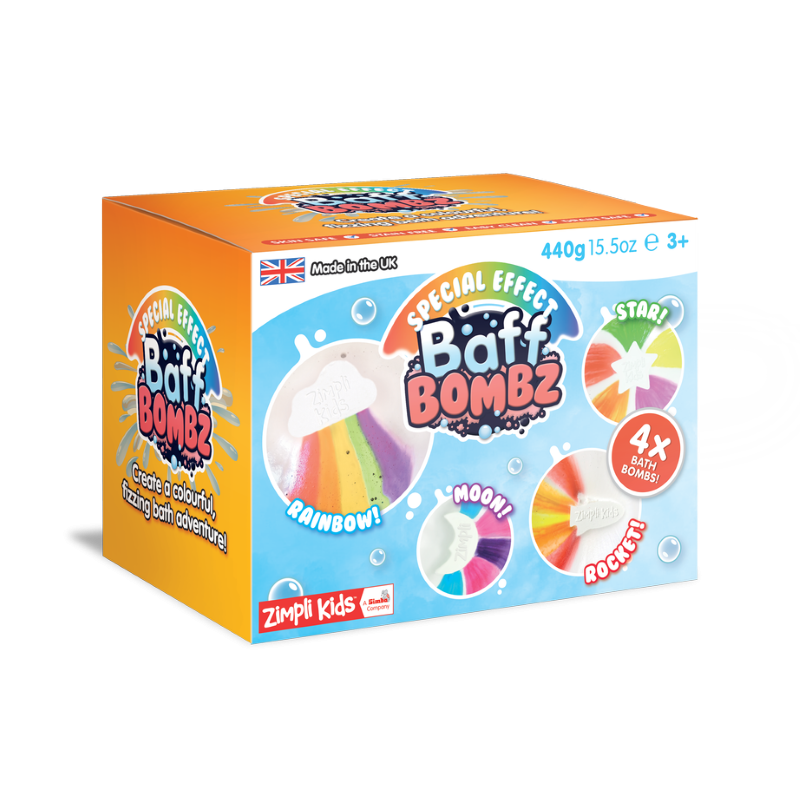 Zimpli Kids - Bomby do kąpieli zmieniające kolor wody 4 szt., Rainbow Baff Bombz