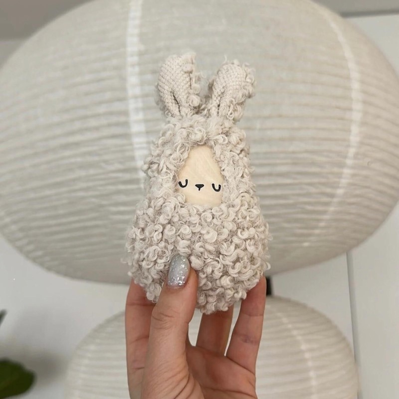 mini LooM - Drewniana zabawka sensoryczna Roly Poly Rabbit 14cm, beżowa