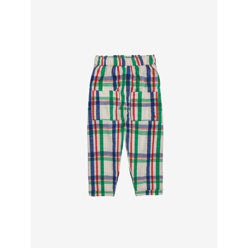 Bobo Choses - Luźne spodnie bawełniane z kieszeniami Kids Madras Checks - multicolor