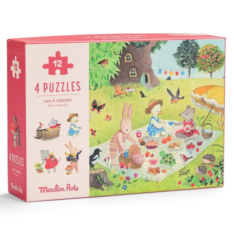 Moulin Roty - Puzzle kartonowe PORY ROKU La Grande Famille