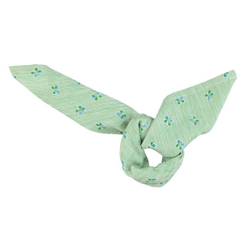 Piupiuchick - Chustka/bandana bawełniana - green stripes w/ little flowers