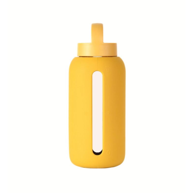 Bink - Szklana butelka do monitorowania dziennego nawodnienia Mama Bottle 800ml - Mustard