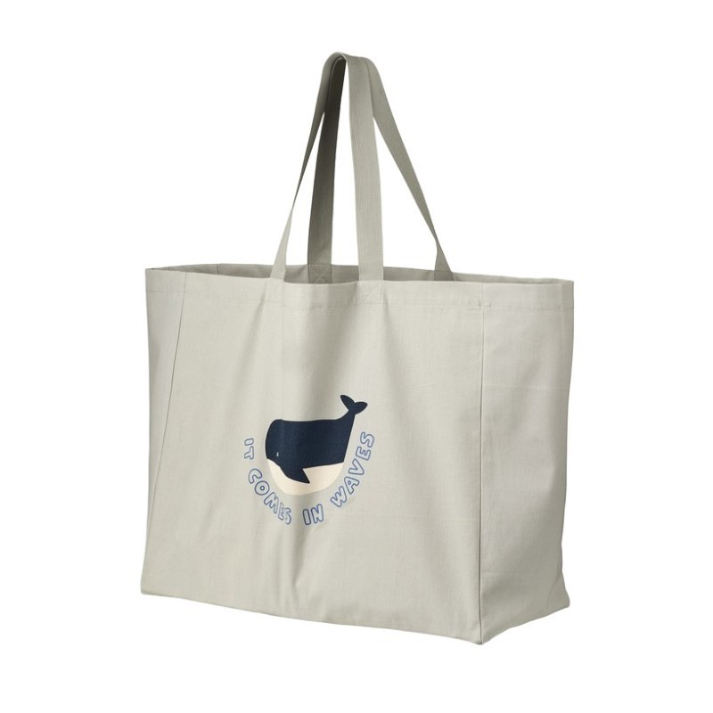 Liewood - Duża torba na ramię Tote Bag Maxi - Whales/Cloud Blue