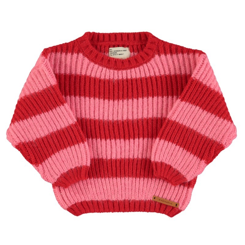 Piupiuchick - Dzianinowy sweter w paski - red & pink stripes