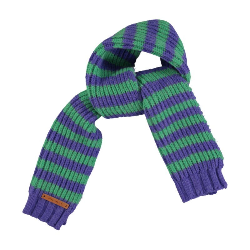 Piupiuchick - Dzianinowy szalik w paski - green & purple stripes