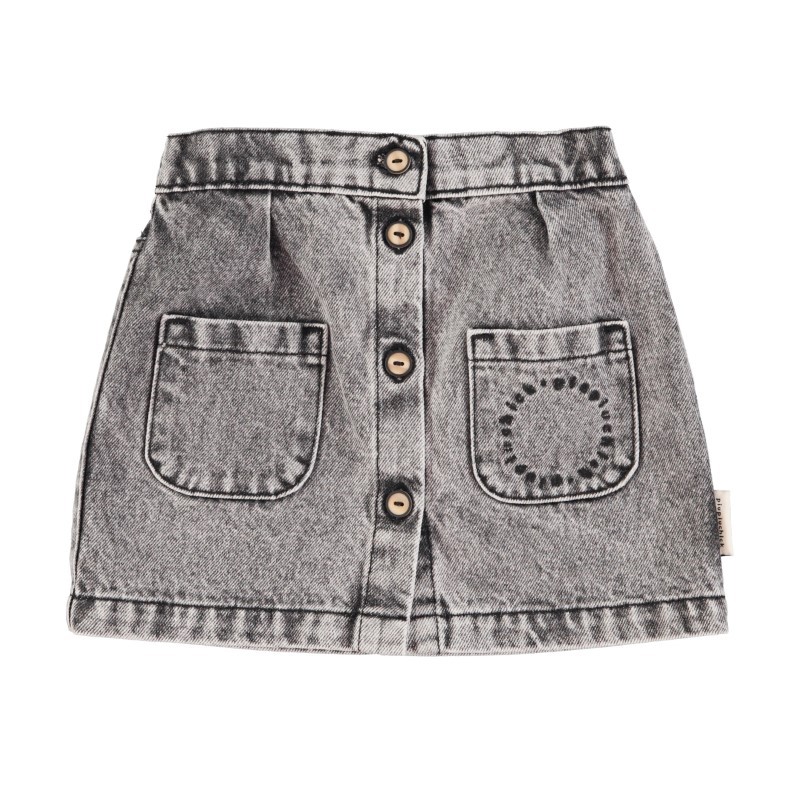 Piupiuchick - Denimowa spódniczka mini z kieszeniami - washed black denim