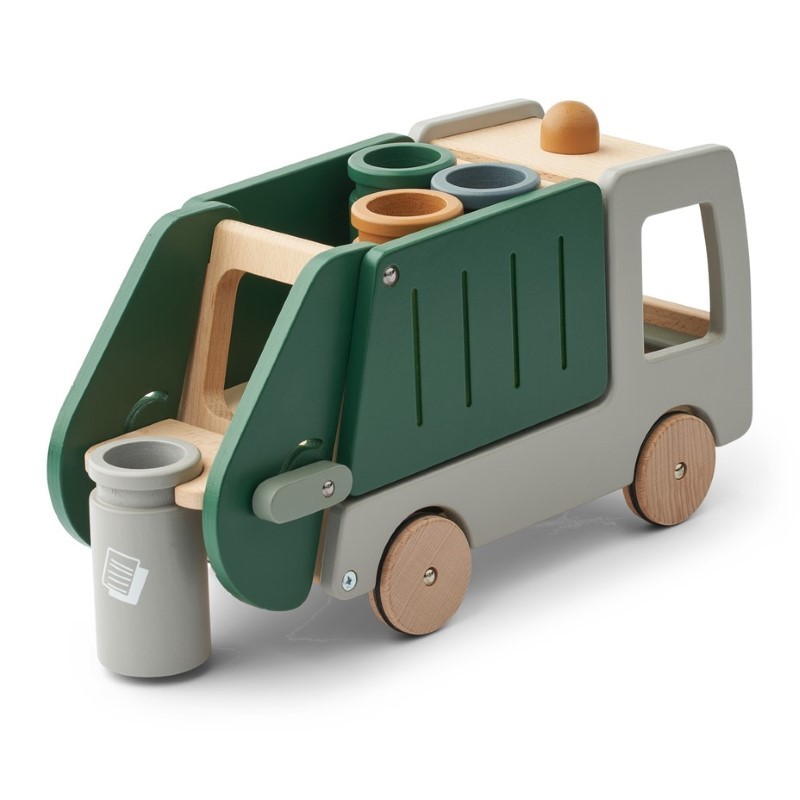 Liewood - Drewniana śmieciarka Irina Recycling Truck - Garden green multi mix