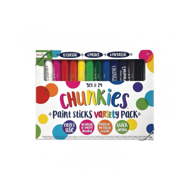 Ooly - Farba w kredce Chunkies Paint Sticks, nowa wersja - 24szt.