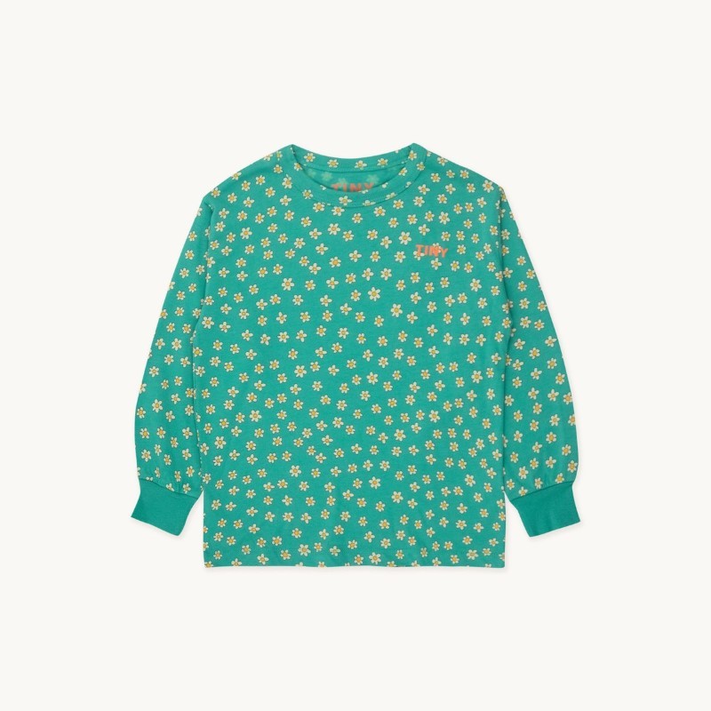 Tinycottons - Bawełniany longsleeve dziecięcy DAISIES - deep green