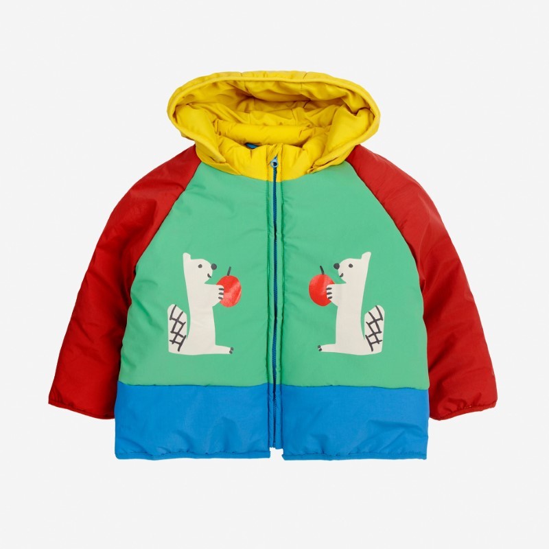 Bobo Choses - Kurtka z kapturem Baby Hungry Squirrel anorak - green