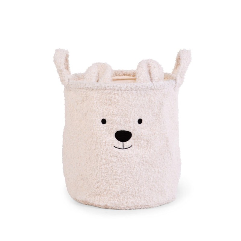 Childhome - Pluszowy pojemnik na zabawki 30 x 30 x 30 cm Teddy bear Off white