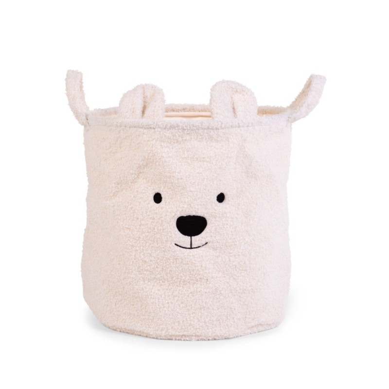 Childhome - Pluszowy pojemnik na zabawki 40 x 40 x 40 cm Teddy bear Off white