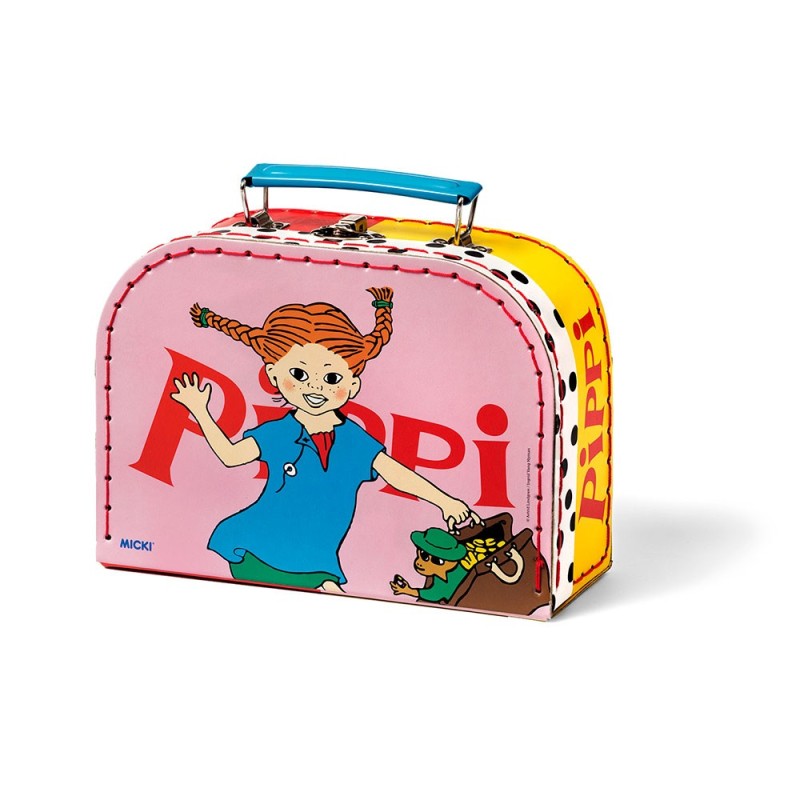 Pippi - Walizka pudełko na zabawki z grubego kartonu Pippi Langstrumpf, 20 cm, Różowa