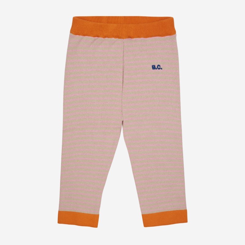 Bobo Choses - Spodnie dzianinowe Baby Stripes pants - pink