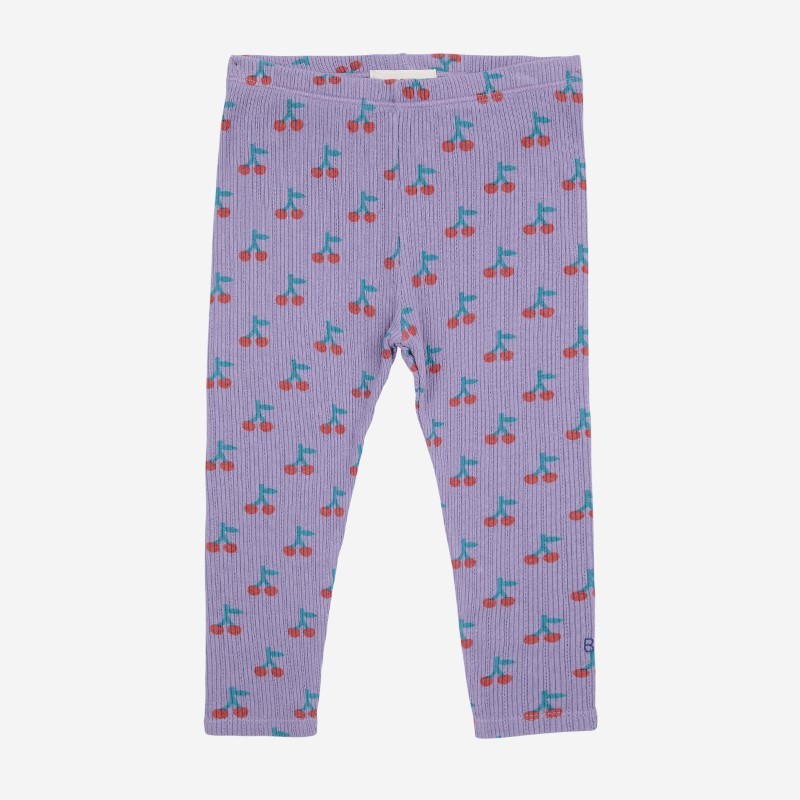 Bobo Choses - Legginsy w prążki Baby Cherry all over leggings - purple