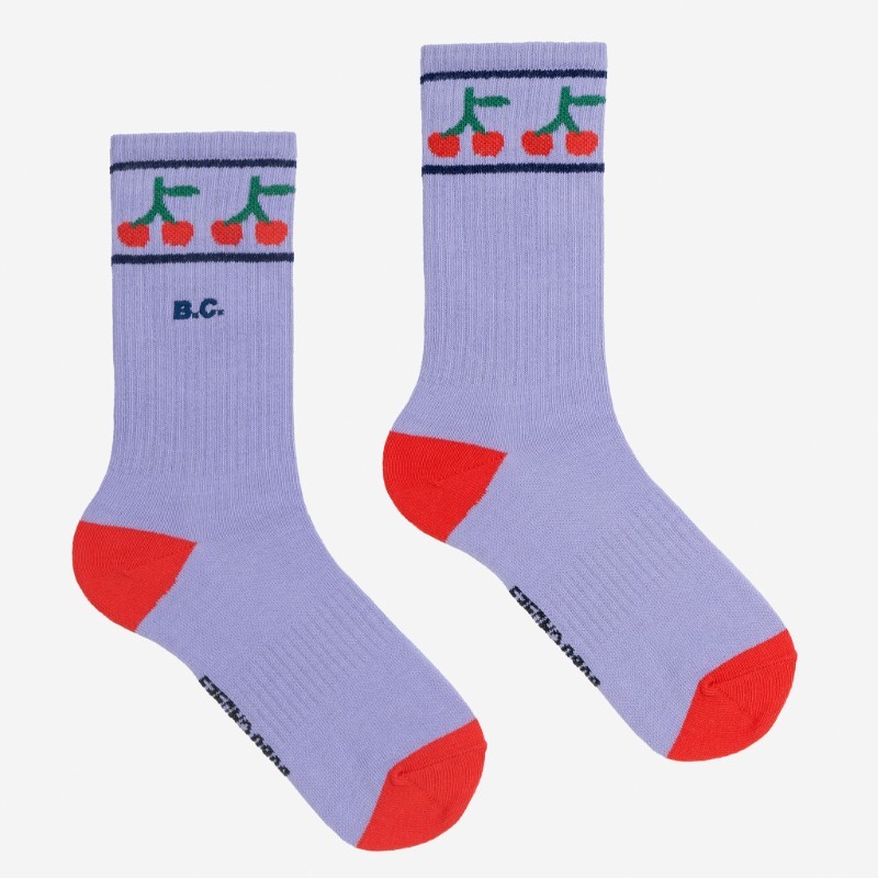 Bobo Choses - Skarpety Kids Bobo Cherry long socks - lavender