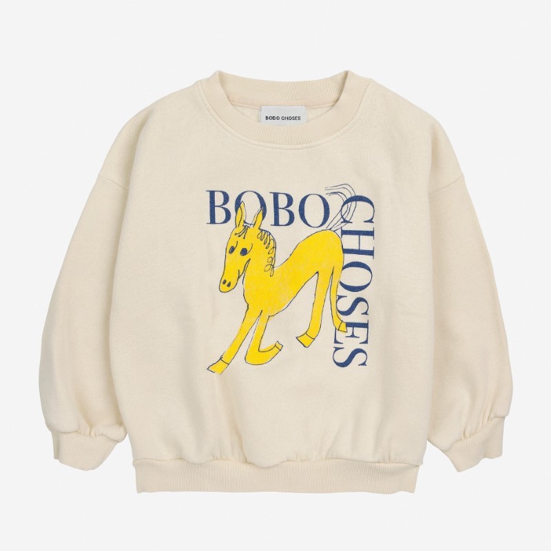 Bobo Choses - Bawełniana bluza z nadrukiem Kids Wonder Horse sweatshirt - white