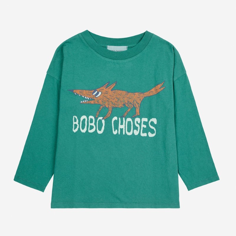 Bobo Choses - Bawełniany t-shirt z nadrukiem Kids The Clever Fox - dark green