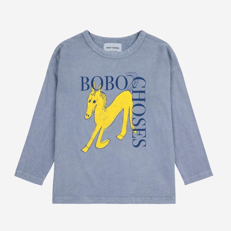 Bobo Choses - Bawełniany t-shirt z nadrukiem Kids Wonder Horse - grey