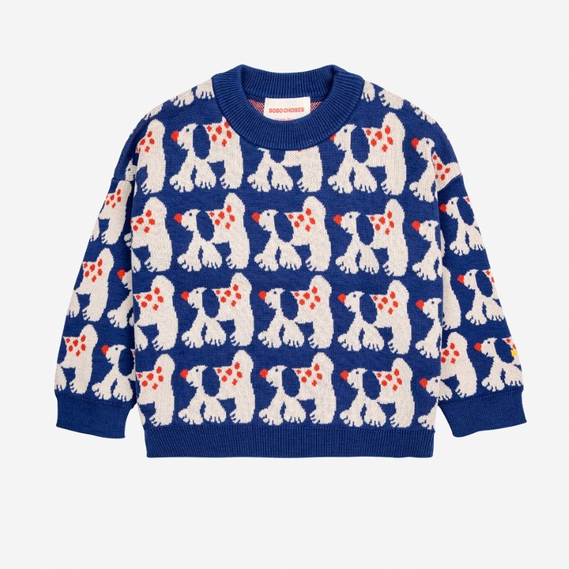 Bobo Choses - Żakardowy sweter z dzianiny Kids Fairy Dog all over jumper - offwhite