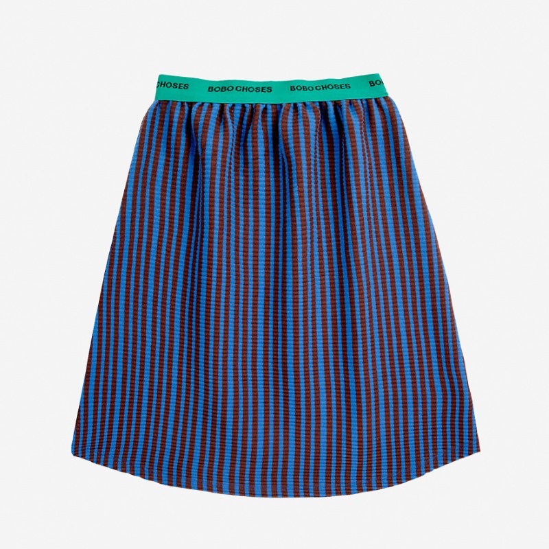 Bobo Choses - Prążkowana spódnica średniej długości Kids Bobo Choses stripes skirt - dark brown