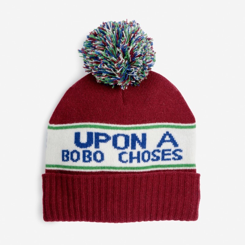 Bobo Choses - Czapka wełniana z pomponem Once Upon a Time beanie Adult - burgundy red