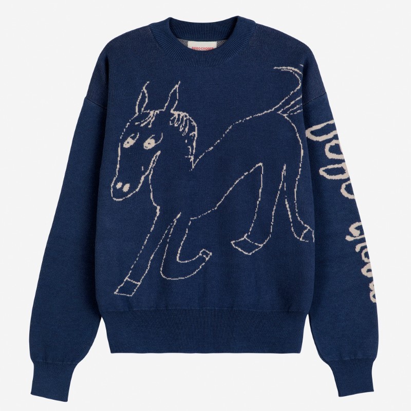 Bobo Choses - Sweter z bawełny organicznej Wonder Horse Adult - navy blue