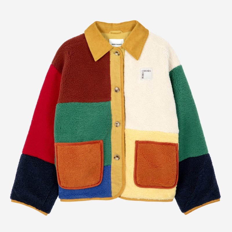 Bobo Choses - Kurtka ze sztucznego futerka Color Block Adult - multicolor