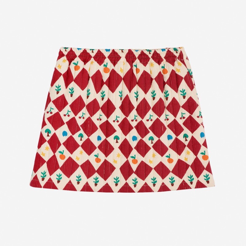 Bobo Choses - Plisowana spódnica mini Harlequin printed Adult - red