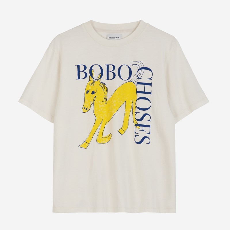 Bobo Choses - Bawełniany t-shirt z nadrukiem Wonder Horse Adult - offwhite