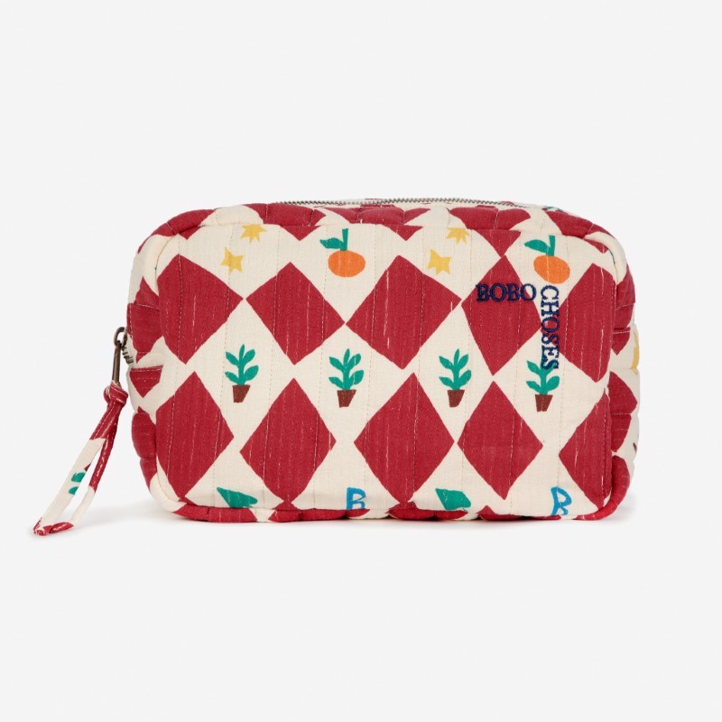 Bobo Choses - Pikowana kosmetyczka Harlequin printed pouch - red