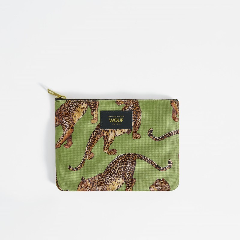 Wouf - Kosmetyczka Pouch Bag, Olive Leopard