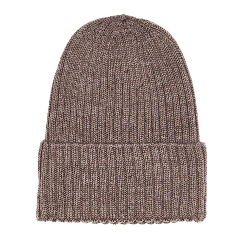 Bim Bla - Całoroczna czapeczka niemowlęca z wełny merino Beanie, czekoladowa