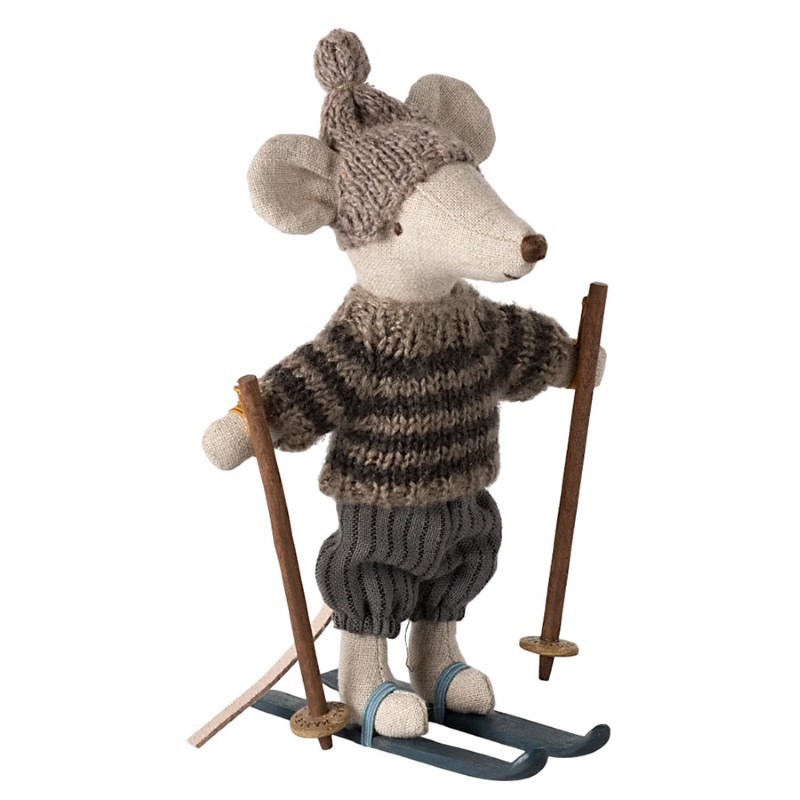 Maileg - Myszka narciarka Winter Mouse, big brother - grey