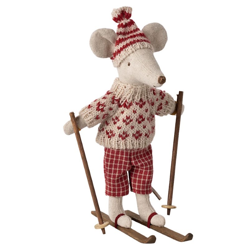 Maileg - Myszka narciarka Winter Mouse, mama - red