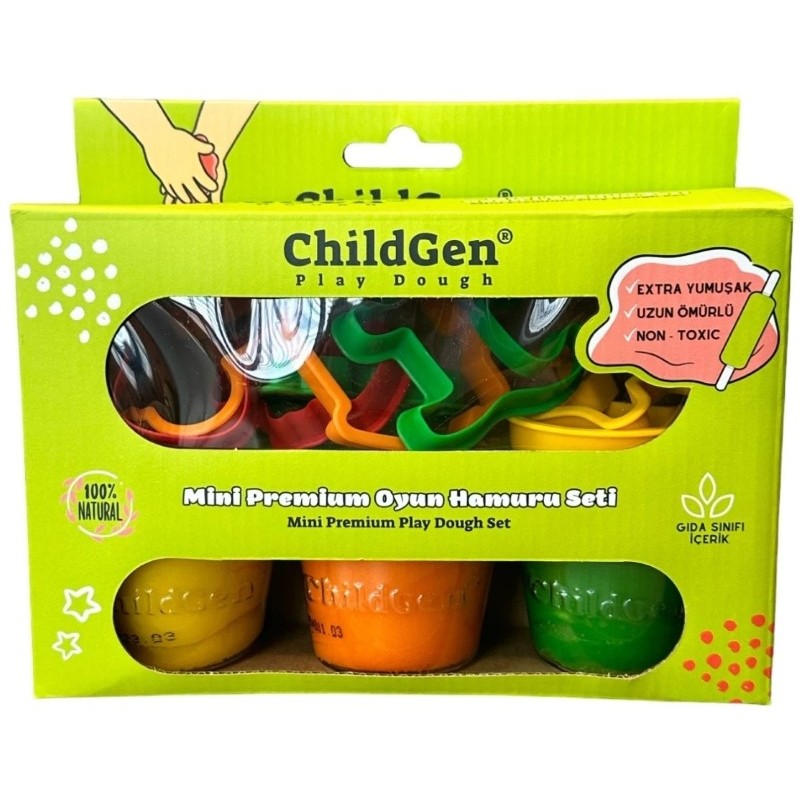 ChildGen - Zestaw kreatywny z naturalną ciastoliną i foremkami MINI PREMIUM SET, mały artysta