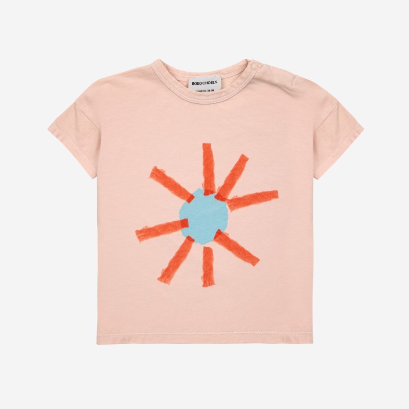 Bobo Choses - Bawełniany t-shirt z nadrukiem Baby Sun - light pink