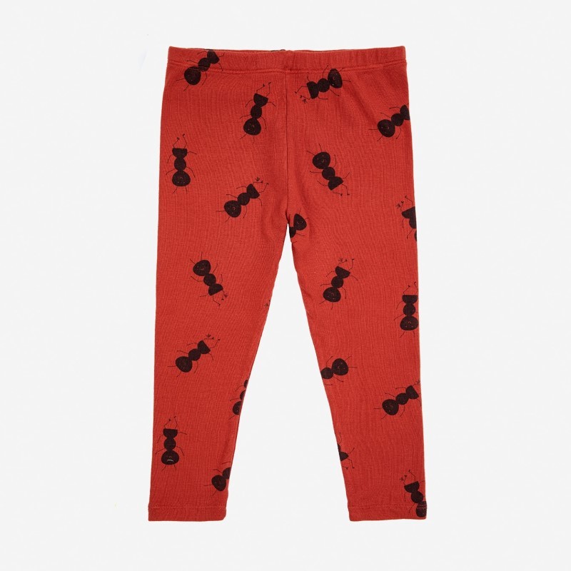 Bobo Choses - Bawełniane legginsy z nadrukiem Baby Ant all over - burgundy red