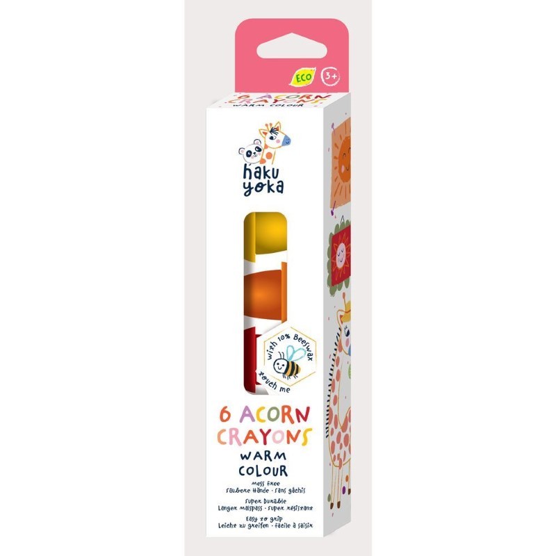 Avenir - Kredki żołędzie Haku Yoka Acorn Crayons, 6 kolorów - warm