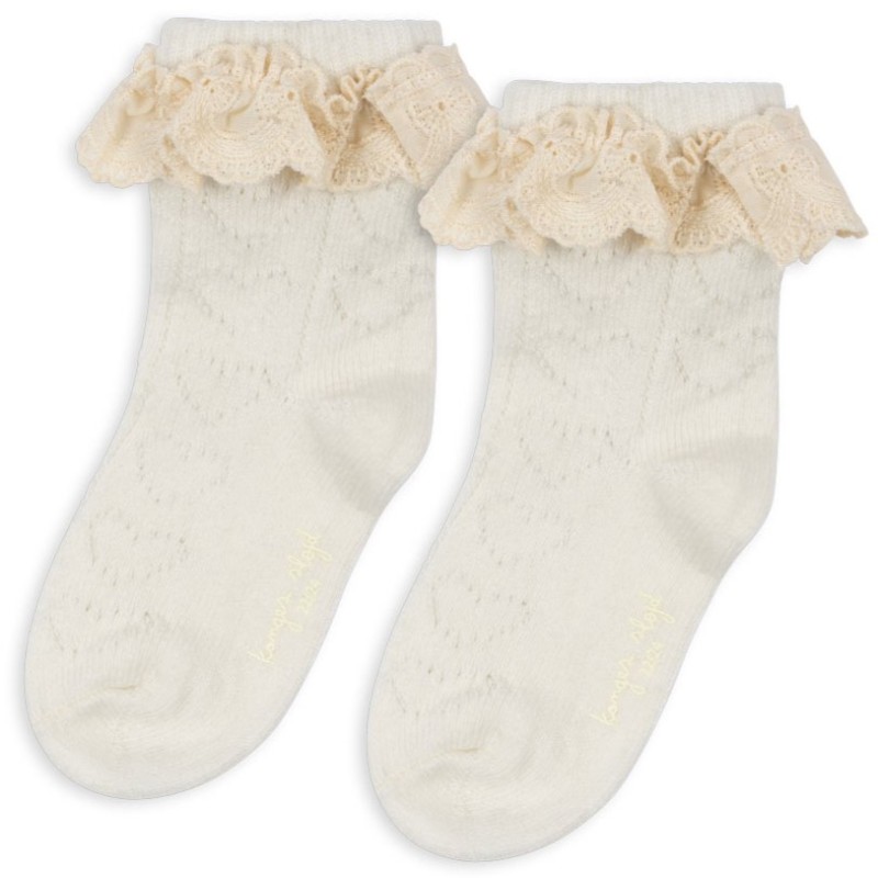 Konges Slojd - Skarpetki z domieszką wełny Wool Pointelle Socks - beige