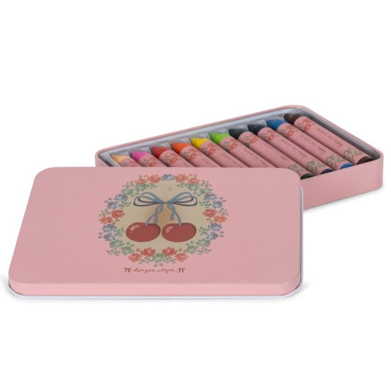 Konges Slojd - Kredki z wosku pszczelego w pudełku Crayons Bees Wax 10szt. - cherry bow