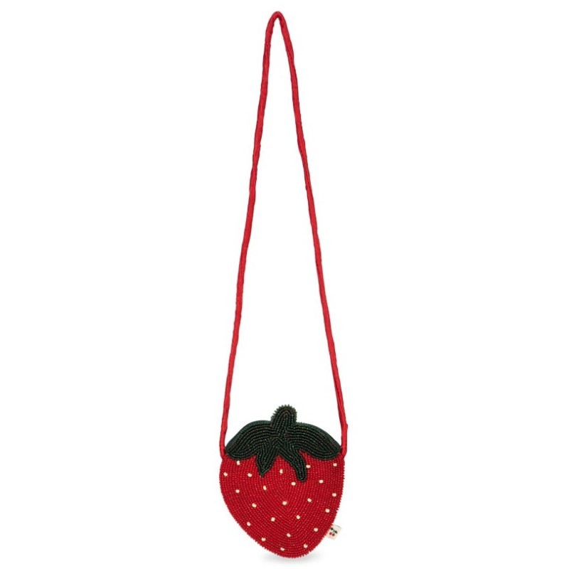 Konges Slojd - Torebka na ramię z koralików Strawberry Bag - rio red