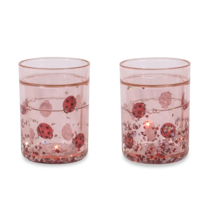 Konges Slojd - Zestaw kubków z brokatem Glitter Cups 2-pak - ladybug