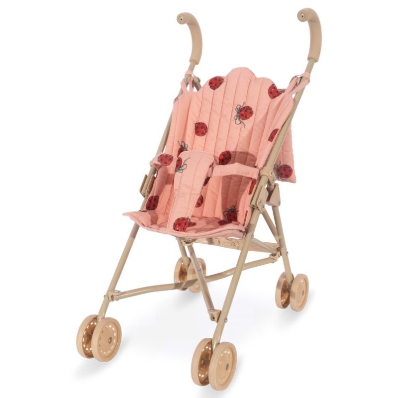 Konges Slojd - Wózek spacerówka dla lalek z organizerem Doll Stroller - ladybug glitter